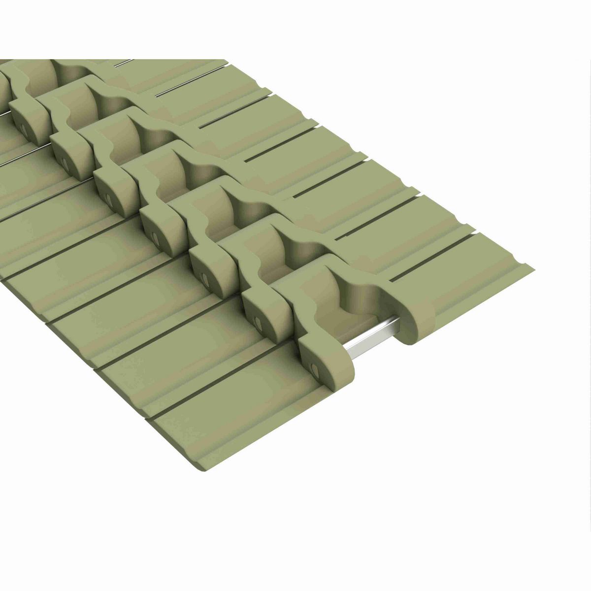 Rexnord 882B Side-flexing Solid Top, Material: Green Abrasion Resistant Polyamide, Width: 7.5in, Pitch: 1.5in - 81431932