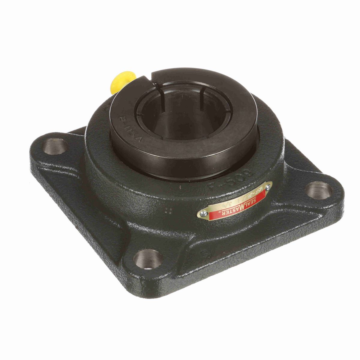 Sealmaster Mounted Cast Iron Four Bolt Flange Ball Bearing - 52100 Bearing Steel, Black Oxided - Concentric Lock - MSF-28TC