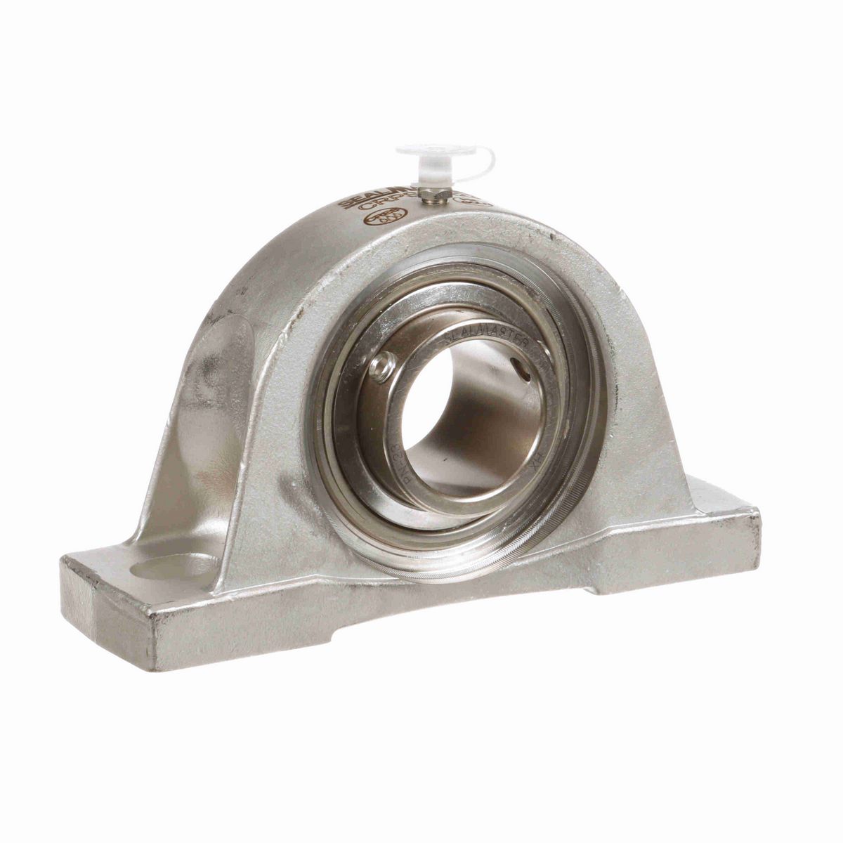 Sealmaster Mounted Stainless Steel Two Bolt Pillow Block Ball Bearing - 52100 Bearing Steel, Phosphorus Nickel Coated - Setscrew Lock - Corrosion Resistant - CRPS-PN23