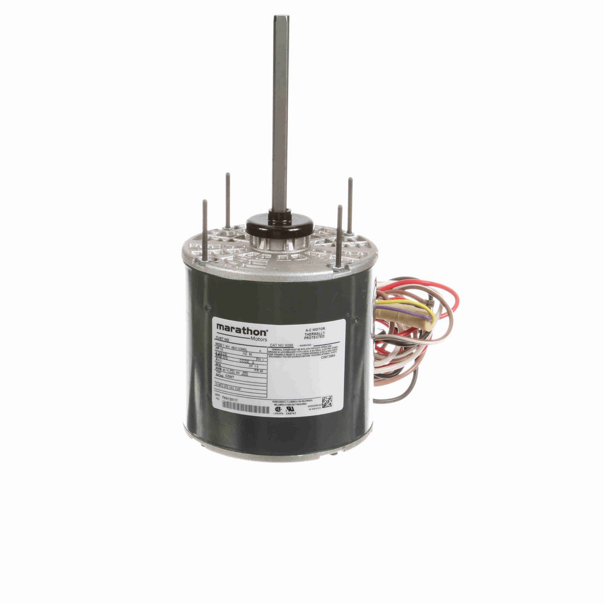 LEESON Condenser Fan Motor, 0.50 HP, 1 Ph, 60 Hz, 208-230 V, 1200 RPM, 48 Frame, OAO - X096