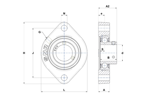 Фланцевый подшипниковый узел SNR USFD206-20T04