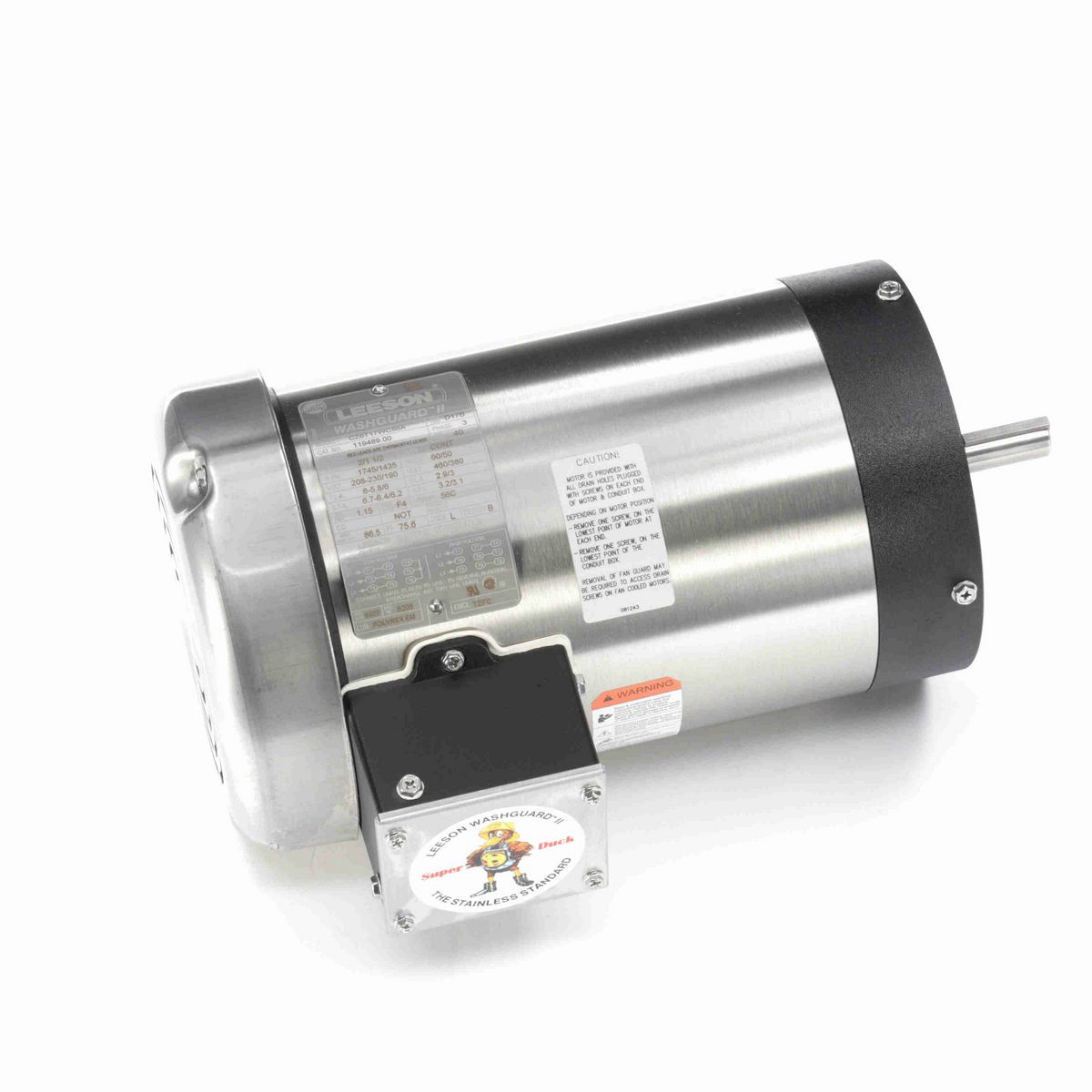 LEESON Washguard® ll General Purpose Motor, 2 & 1.50 HP, 3 Ph, 60 & 50 Hz, 230/460 & 190/380 V, 1800 & 1500 RPM, 56C Frame, TEFC - 119489.00