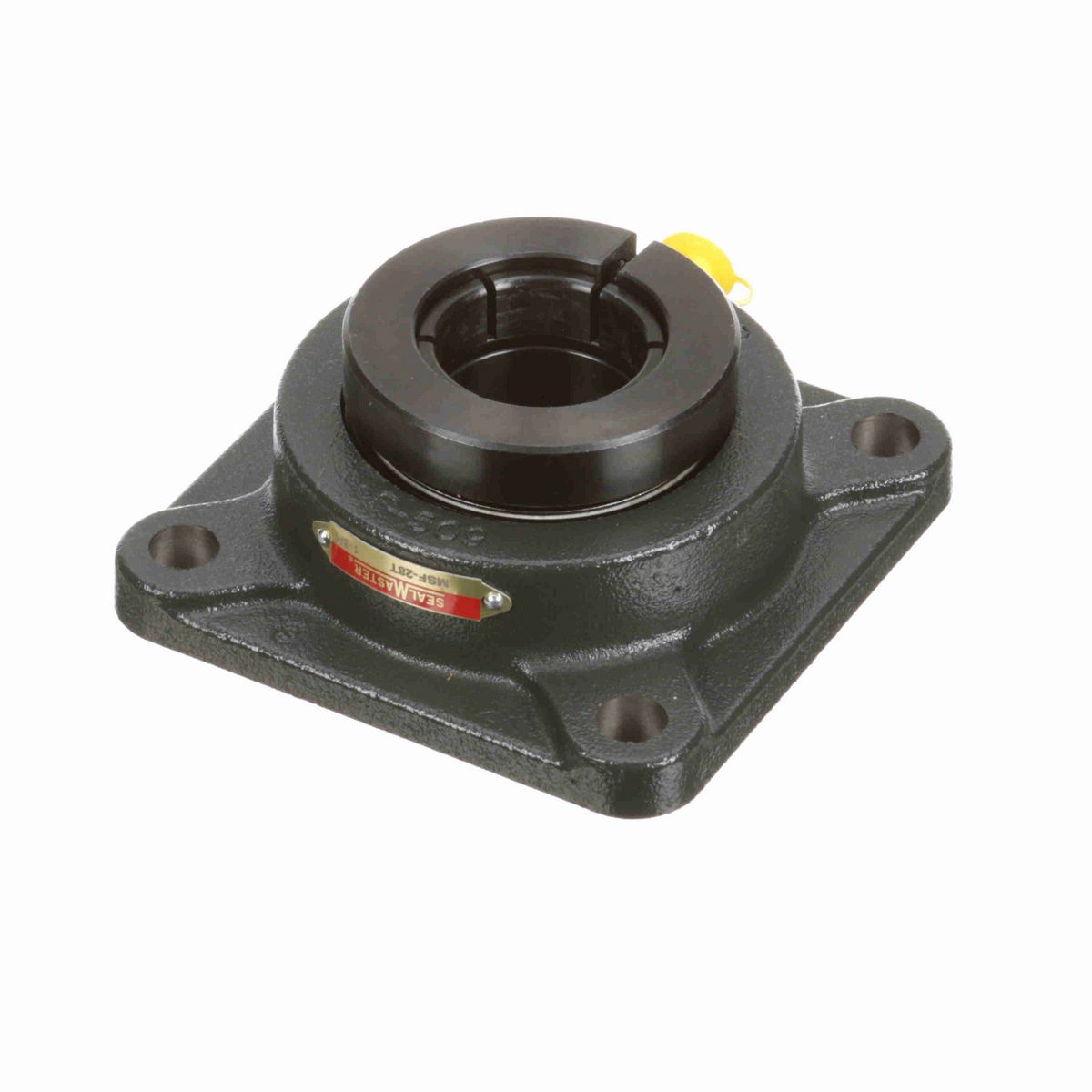 Sealmaster Mounted Cast Iron Four Bolt Flange Ball Bearing - 52100 Bearing Steel, Black Oxided - Concentric Lock - MSF-28T