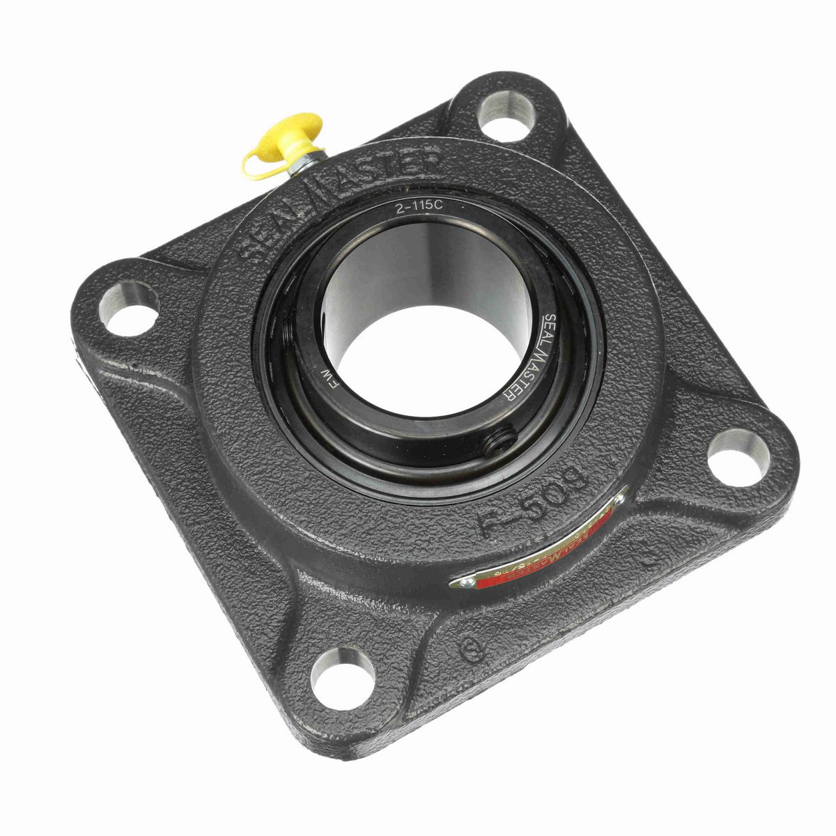 Sealmaster Mounted Cast Iron Four Bolt Flange Ball Bearing - 52100 Bearing Steel, Black Oxided - Setscrew Lock - SF-31C