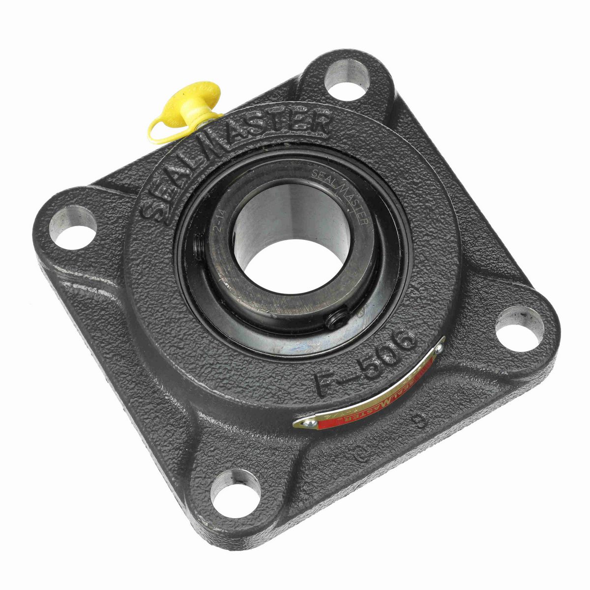 Sealmaster Mounted Cast Iron Four Bolt Flange Ball Bearing - 52100 Bearing Steel, Black Oxided - Setscrew Lock - SF-20