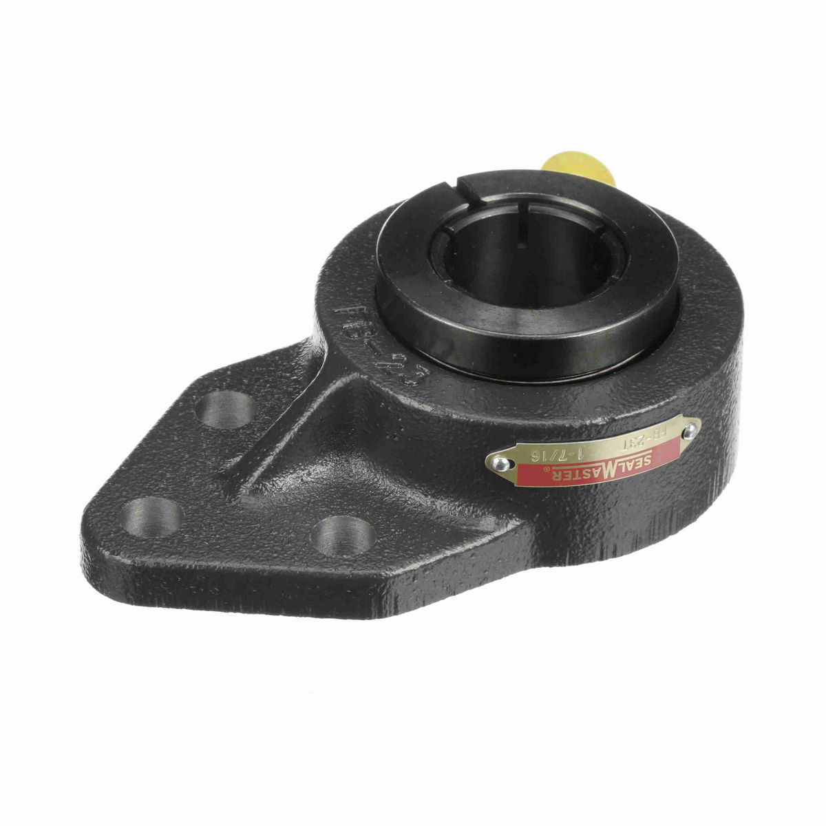 Sealmaster Mounted Cast Iron Three Bolt Flange Bracket Ball Bearing - 52100 Bearing Steel, Black Oxided - Concentric Lock - FB-23T