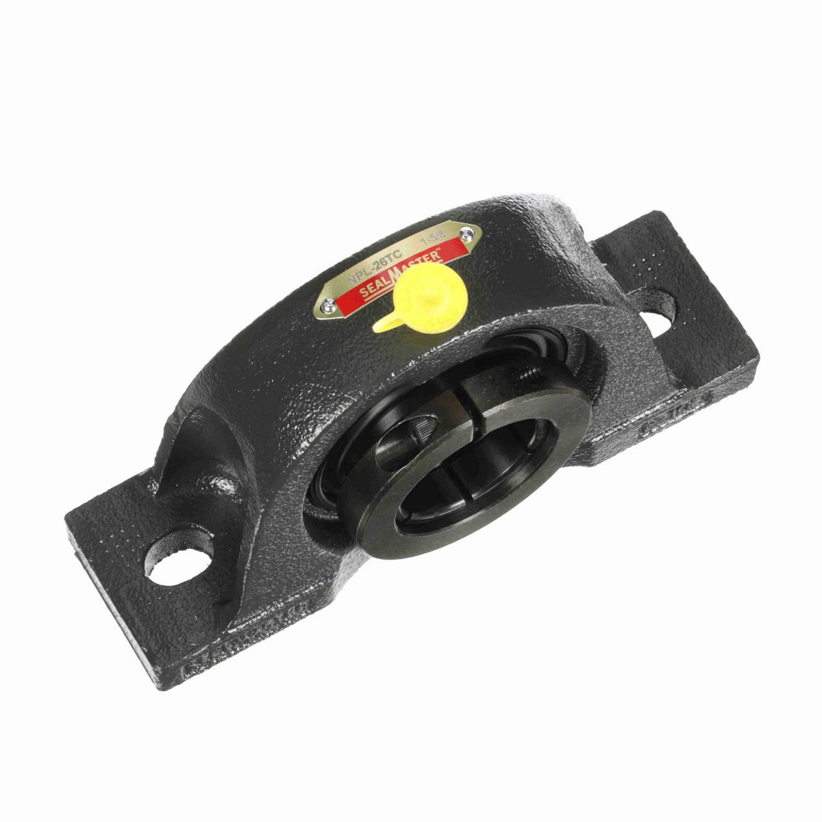 Sealmaster Mounted Cast Iron Two Bolt Low Base Pillow Block Ball Bearing - 52100 Bearing Steel, Black Oxided - Concentric Lock - NPL-26TC