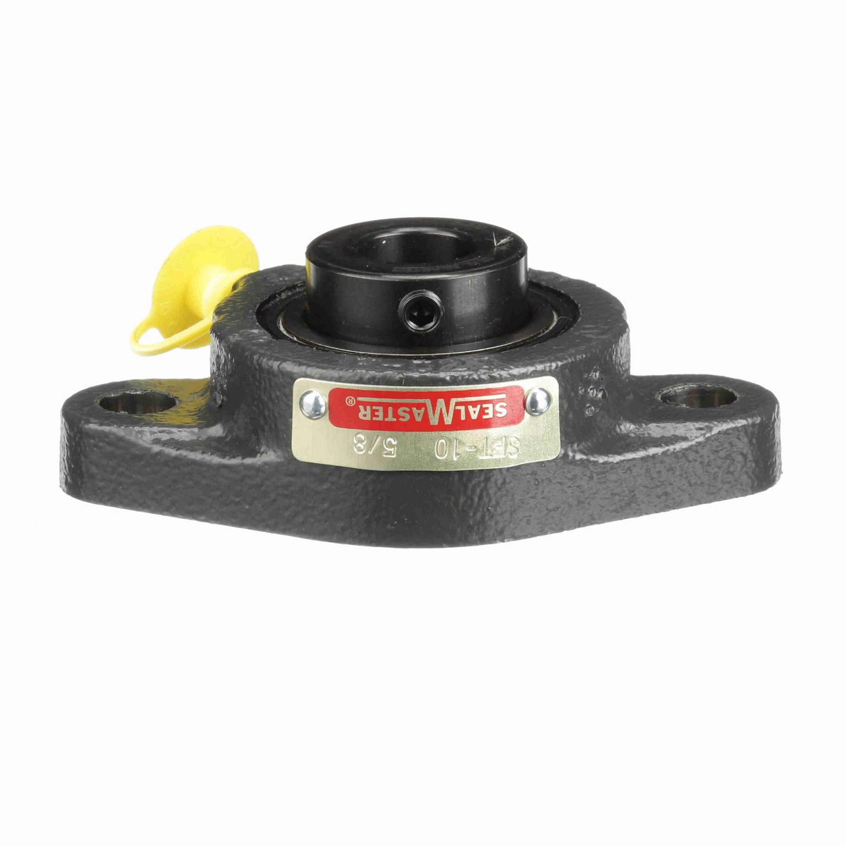 Sealmaster Mounted Cast Iron Two Bolt Flange Ball Bearing - 52100 Bearing Steel, Black Oxided - Setscrew Lock - SFT-10