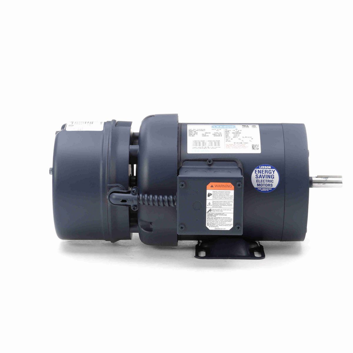LEESON Brake Motor, 0.50 HP, 3 Ph, 60 Hz, 230/460 V, 1200 RPM, 56C Frame, TEFC - 114152.00