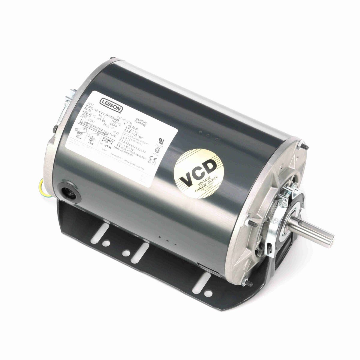 LEESON Fan and Blower Motor, 2 & 1.50 HP, 3 Ph, 60 & 50 Hz, 208-230/460 & 190/380-415 V, 1800 & 1500 RPM, 56 Frame, DP - G144