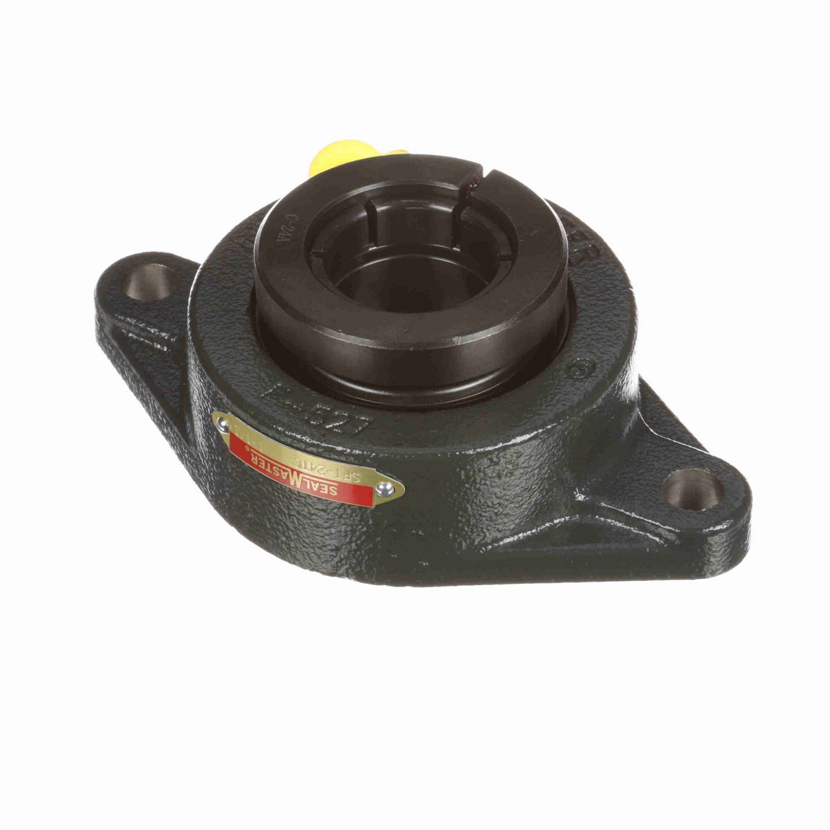 Sealmaster Mounted Cast Iron Two Bolt Flange Ball Bearing - 52100 Bearing Steel, Black Oxided - Concentric Lock - SFT-24TC