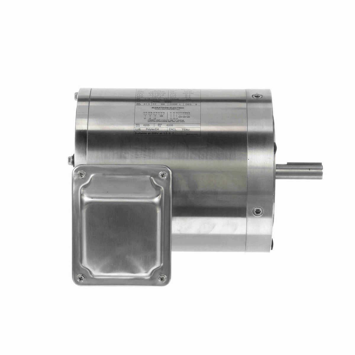 LEESON General Purpose Motor, 0.50 & 0.33 HP, 3 Ph, 60 & 50 Hz, 208-230/460 & 190/380 V, 1800 & 1500 RPM, 56C Frame, TENV - N431