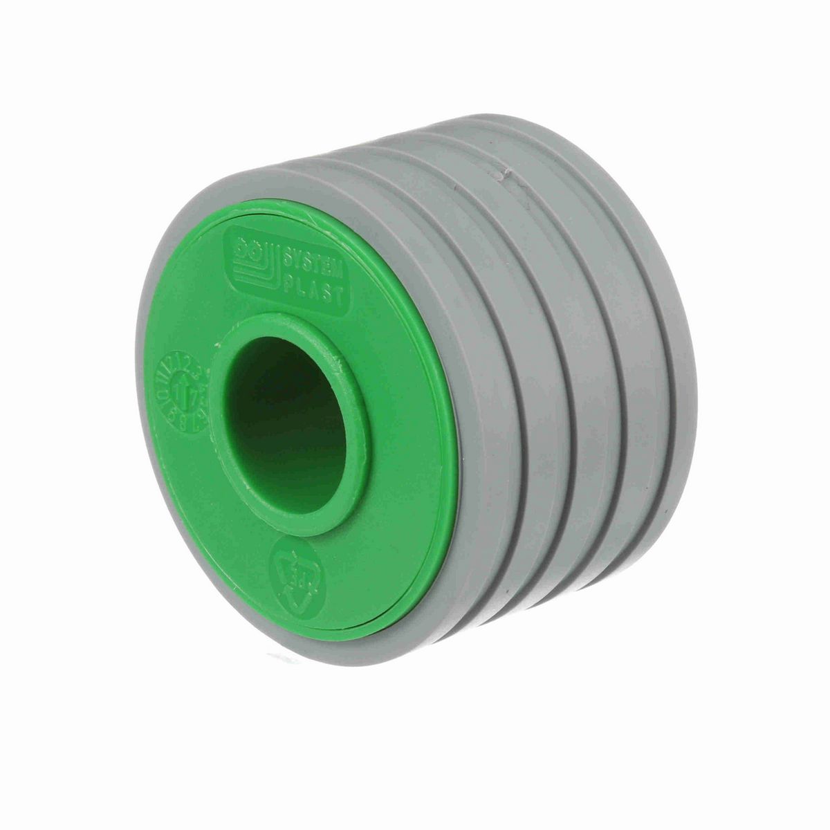 System Plast Return Roller with Rubber; OD: 57-mm, Shaft Dia: 20-mm, Length: 40.5-mm, Color: Green - RR-57B20ML41-PEG