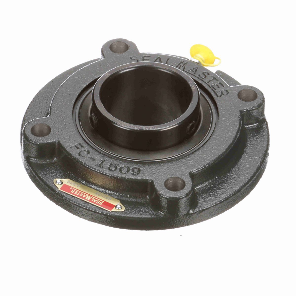Sealmaster Mounted Cast Iron Flange Cartridge Ball Bearing - 52100 Bearing Steel, Black Oxided - Setscrew Lock - SFC-35