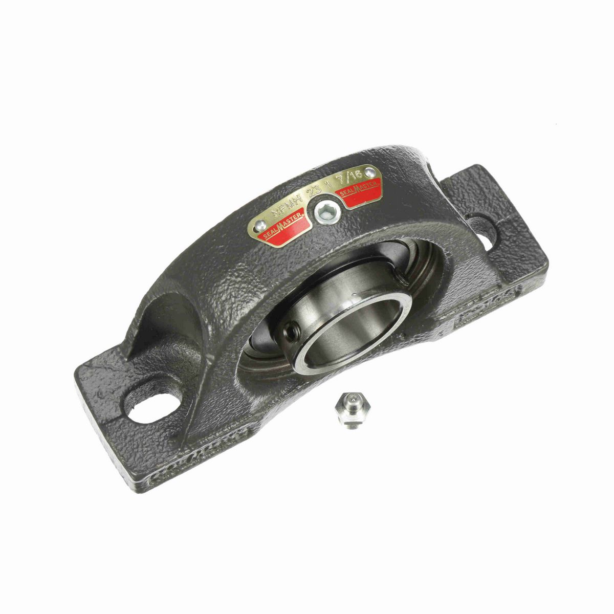 Sealmaster Mounted Cast Iron Two Bolt Pillow Block Ball Bearing - 52100 Bearing Steel, Black Oxided - Setscrew Lock - NPMH-23