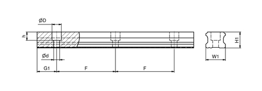 Узкая стандартная направляющая со сквозными отверстиями SNR LGBR20L04000N-1-0-20.0N