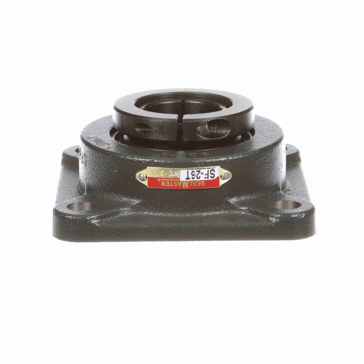 Sealmaster Mounted Cast Iron Four Bolt Flange Ball Bearing - 52100 Bearing Steel, Black Oxided - Concentric Lock - SF-26T