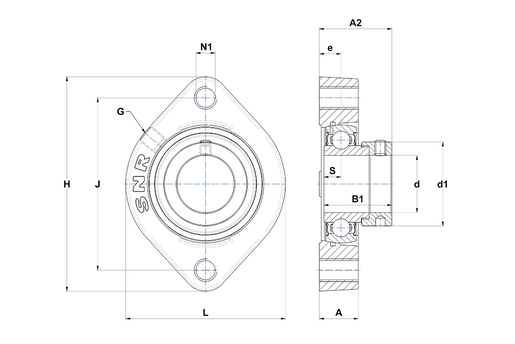 Фланцевый подшипниковый узел SNR ESFD204M10T20