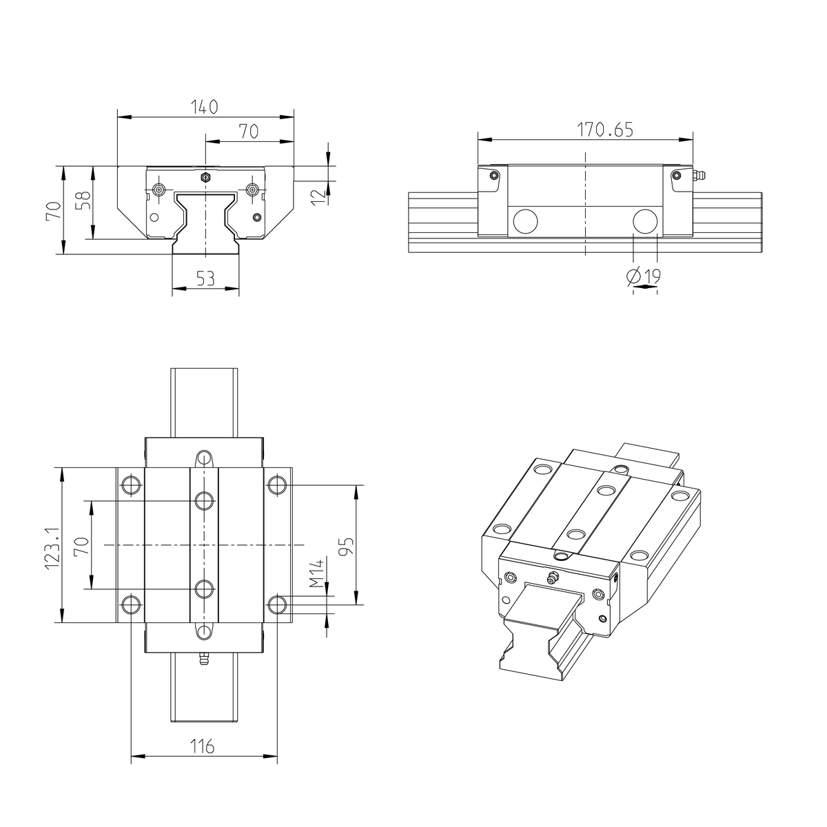 Роликовая каретка устойчивая к коррозии с покрытием Resist CR Bosch Rexroth RWD-055-FNS-C2-H-2 [R18515237X]