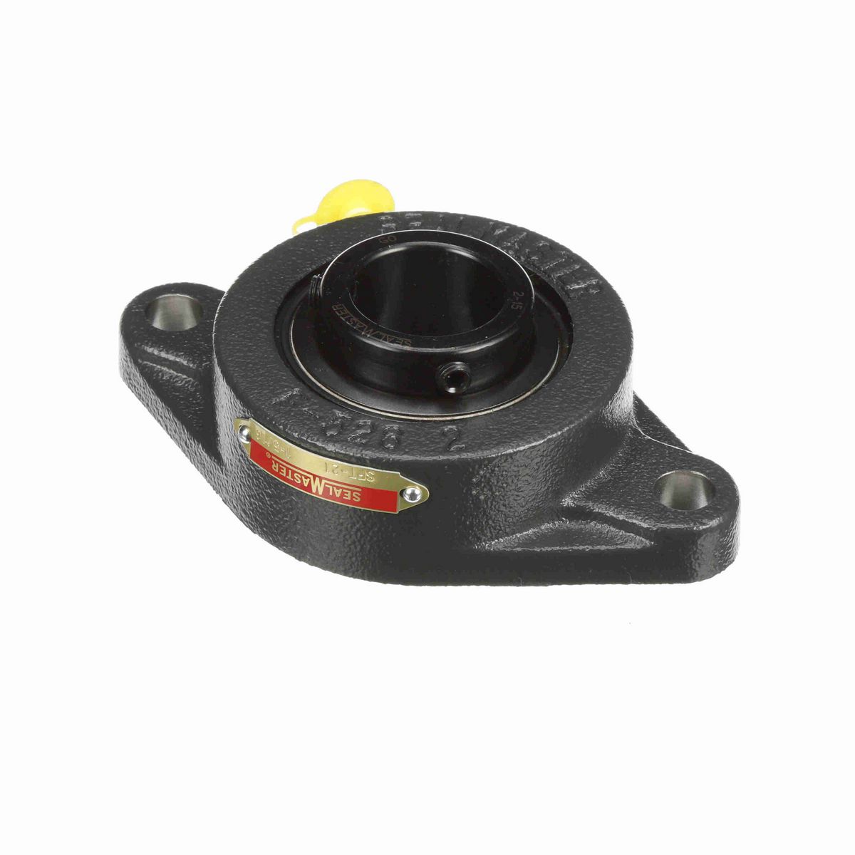 Sealmaster Mounted Cast Iron Two Bolt Flange Ball Bearing - 52100 Bearing Steel, Black Oxided - Setscrew Lock - SFT-21