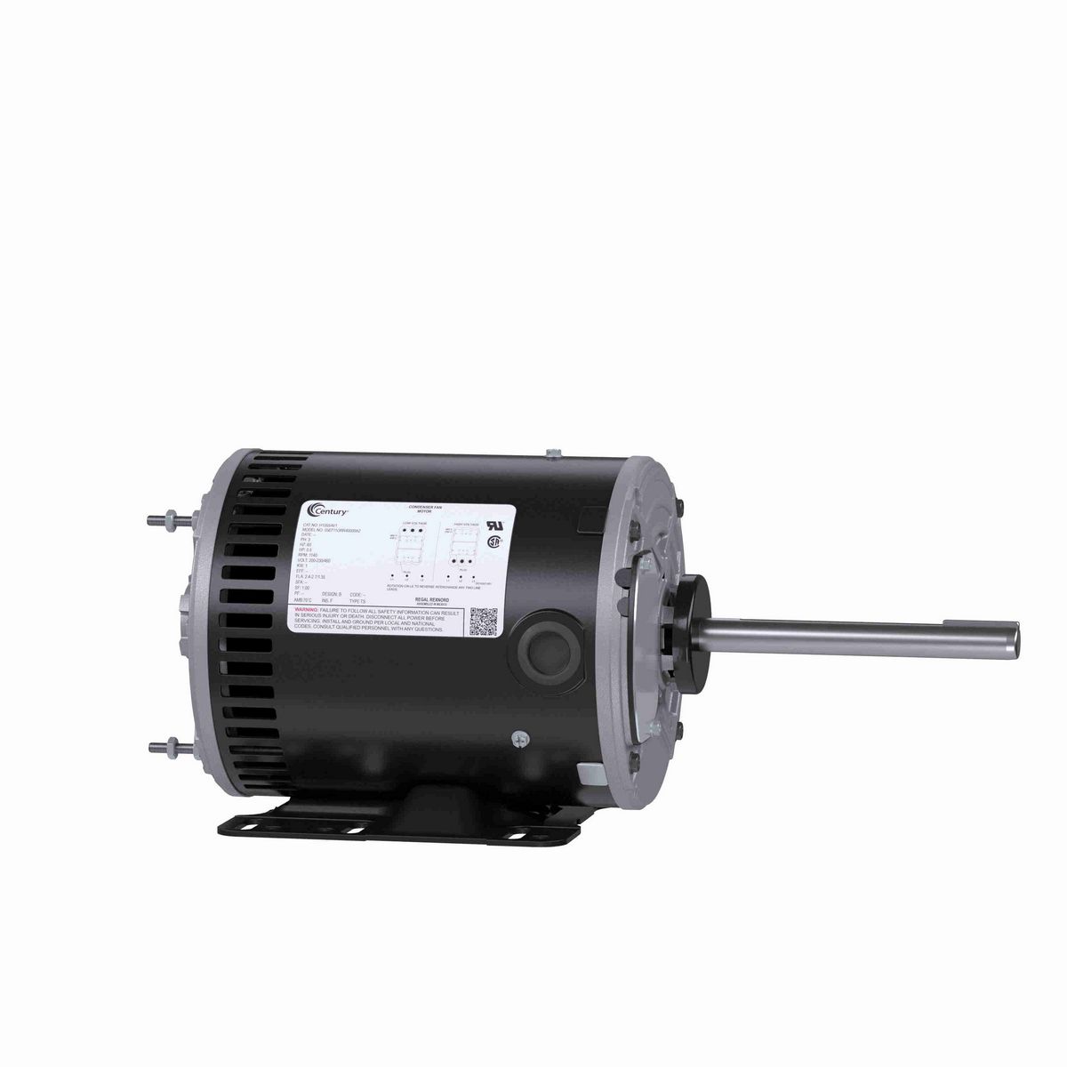Century JuggerNaut® Condenser Fan Motor, 1/2 HP, 3 Ph, 60 Hz, 230/460 V, 1200 RPM, 56HZ Frame, OPAO - H1055AV1