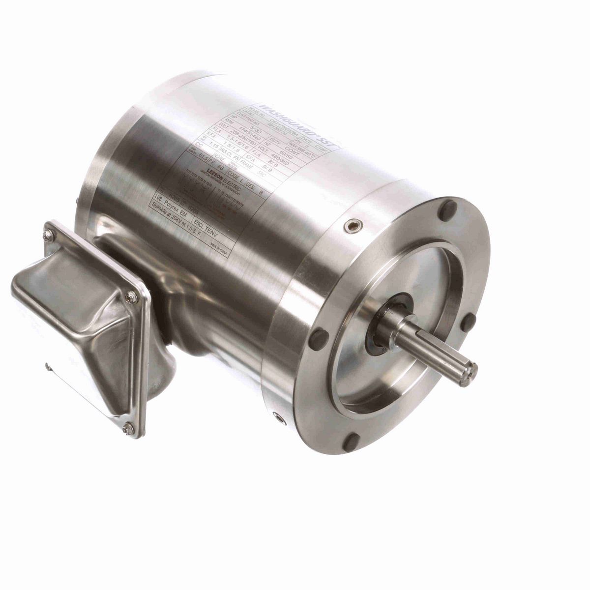 LEESON SST Duck™ General Purpose Motor, 0.50 & 0.33 HP, 3 Ph, 60 & 50 Hz, 230/460 & 190/380 V, 1800 & 1500 RPM, 56C Frame, TENV - 191205.00
