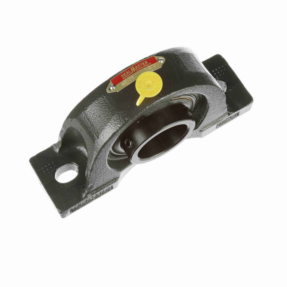 Sealmaster Mounted Cast Iron Two Bolt Pillow Block Ball Bearing - 52100 Bearing Steel, Black Oxided - Setscrew Lock - NP-28