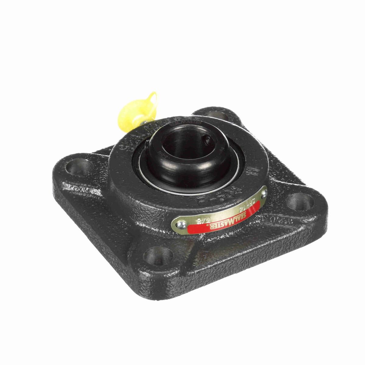 Sealmaster Mounted Cast Iron Four Bolt Flange Ball Bearing - 52100 Bearing Steel, Black Oxided - Setscrew Lock - SF-14