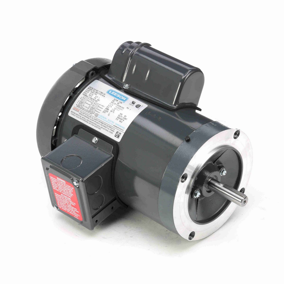 LEESON Agricultural Motor, 1 HP, 1 Ph, 60 Hz, 115/230 V, 1800 RPM, 56C Frame, TEFC - 117881.00