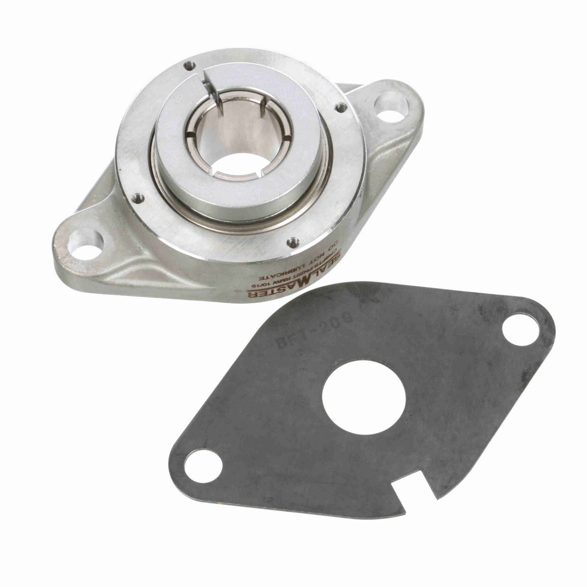 Sealmaster Mounted Stainless Steel Two Bolt Flange Ball Bearing - 52100 Bearing Steel, Phosphorus Nickel Coated - Concentric Lock - Corrosion Resistant - Reduced Maintenance - Lubed for Life - CRBFTS-PN20T RMW