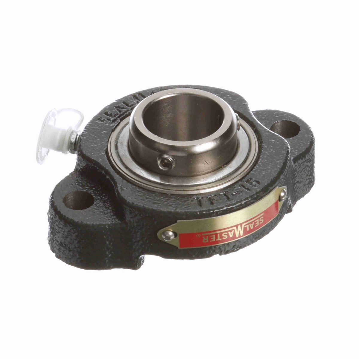 Sealmaster Mounted Cast Iron Two Bolt Flange Ball Bearing - 52100 Bearing Steel, Black Oxided - Concentric Lock - Corrosion Resistant - TFT-PN16