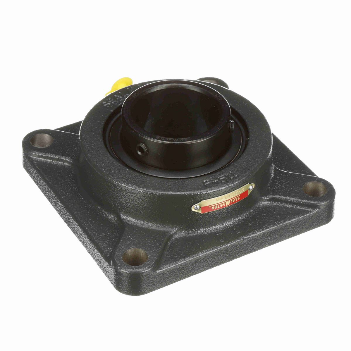 Sealmaster Mounted Cast Iron Four Bolt Flange Ball Bearing - 52100 Bearing Steel, Black Oxided - Setscrew Lock - SF-212