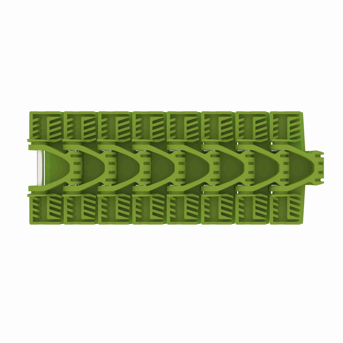 Rexnord 1040FTM Side-flexing Solid Top, Material: Bright Lime-Green Dry PET Low Friction, Width: 3.3in, Pitch: 1in - 10604554