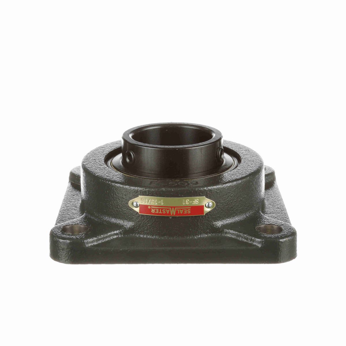 Sealmaster Mounted Cast Iron Four Bolt Flange Ball Bearing - 52100 Bearing Steel, Black Oxided - Setscrew Lock - SF-31