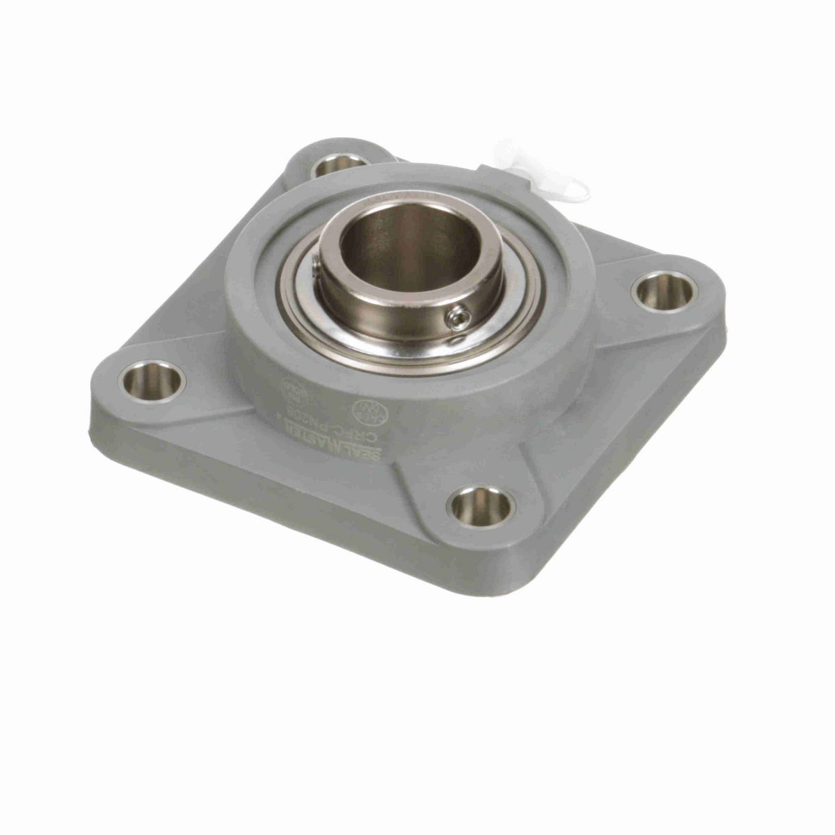 Sealmaster Mounted Composite Four Bolt Flange Ball Bearing - 52100 Bearing Steel, Phosphorus Nickel Coated - Setscrew Lock - Corrosion Resistant - CRFC-PN206