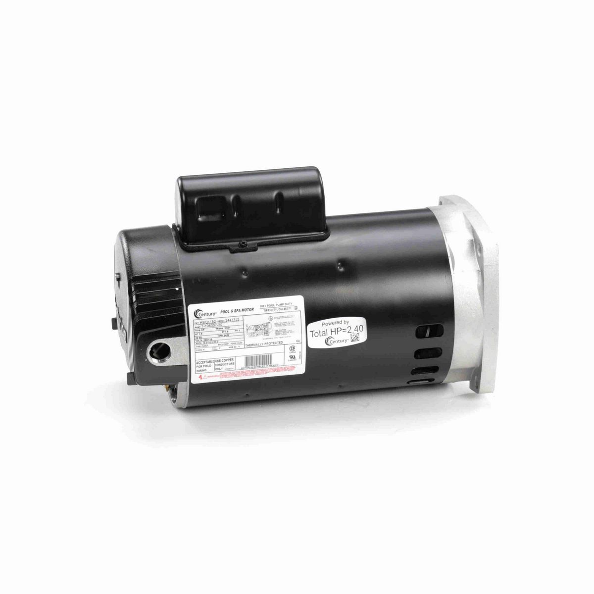 Century Pool Pump Motor, 1.5 HP, 1 Ph, 60 Hz, 230/115 V, 3600 RPM, Y56Y Frame, ODP - HSQ1152