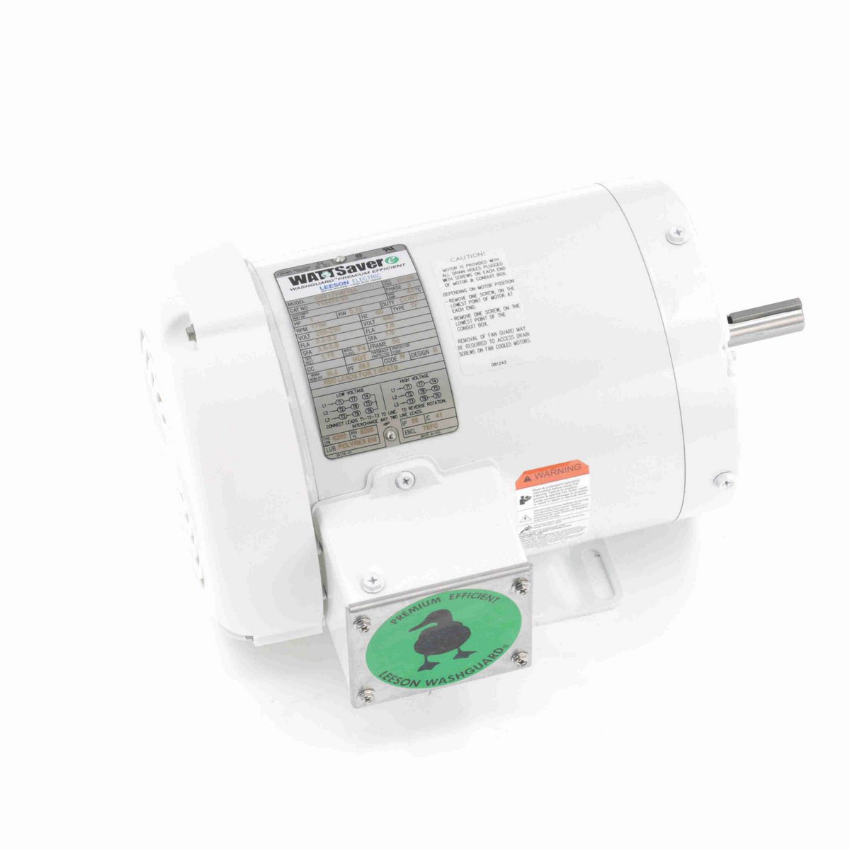 LEESON White Duck™ General Purpose Motor, 1 HP, 3 Ph, 60 Hz, 230/460 V, 1800 RPM, 56 Frame, TEFC - 119475.00