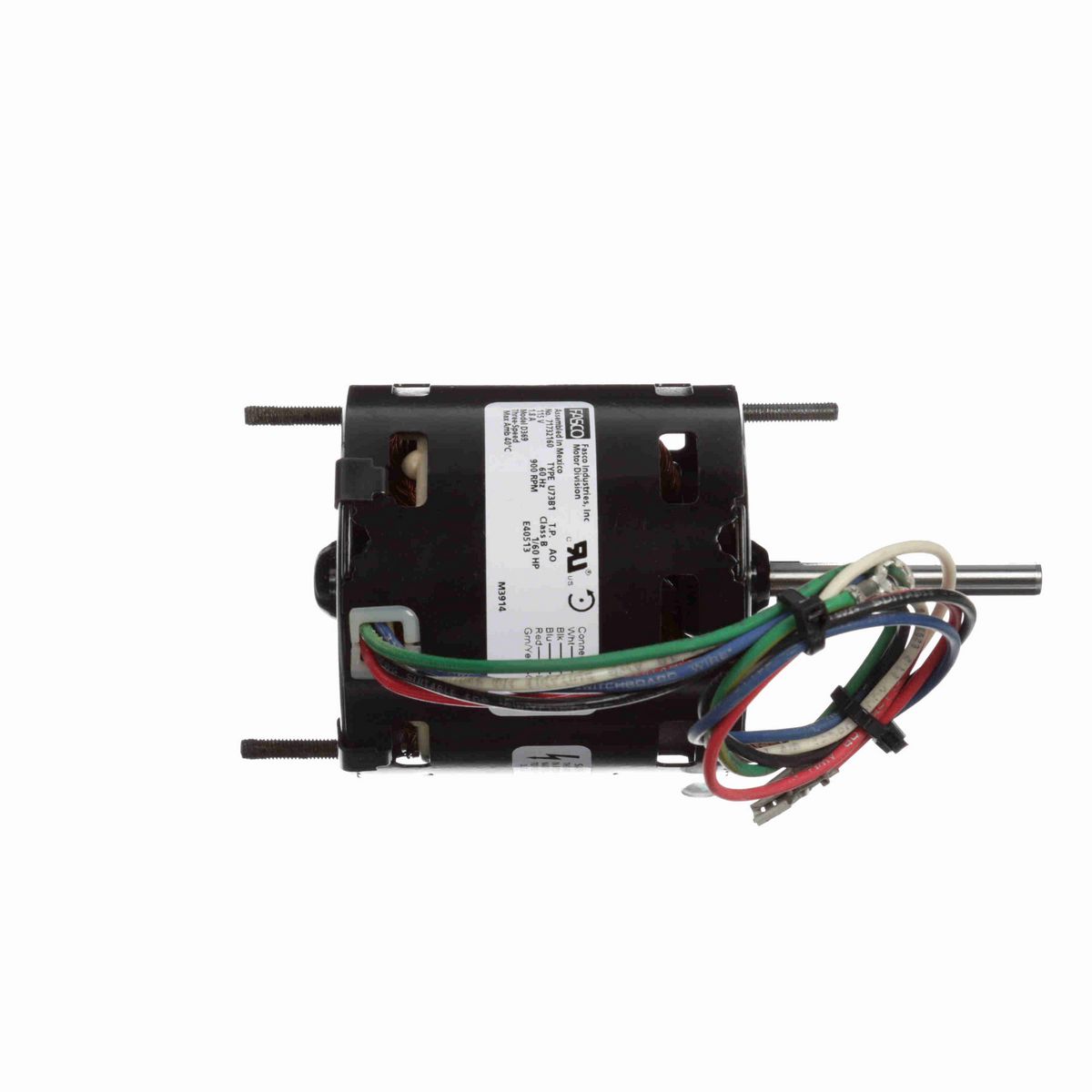 FASCO Ventilation Motor, 1/60 HP, 1 Ph, 60 Hz, 115 V, 900 RPM, 3 Speed, 3.3" Diameter, OAO - D369