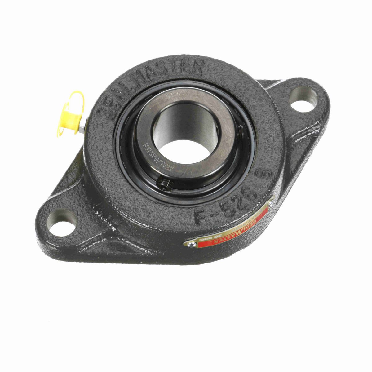 Sealmaster Mounted Cast Iron Two Bolt Flange Ball Bearing - 52100 Bearing Steel, Black Oxided - Setscrew Lock - MSFT-306C