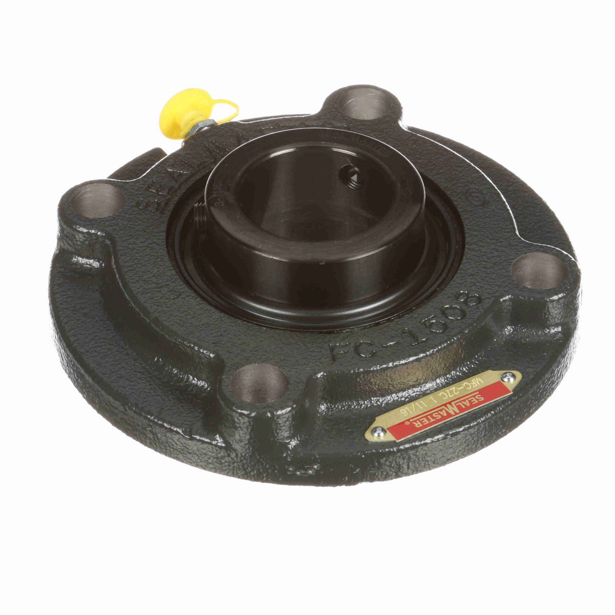 Sealmaster Mounted Cast Iron Flange Cartridge Ball Bearing - 52100 Bearing Steel, Black Oxided - Setscrew Lock - MFC-27C