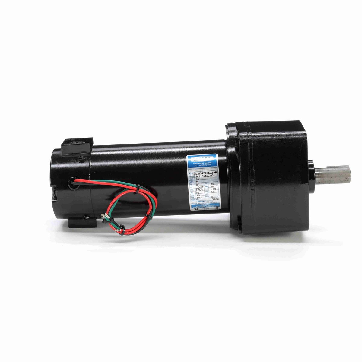 LEESON Parallel Shaft Gearmotor, 0.25 HP, 90 V, 500 RPM, 34 Frame, TENV - M1135113.00