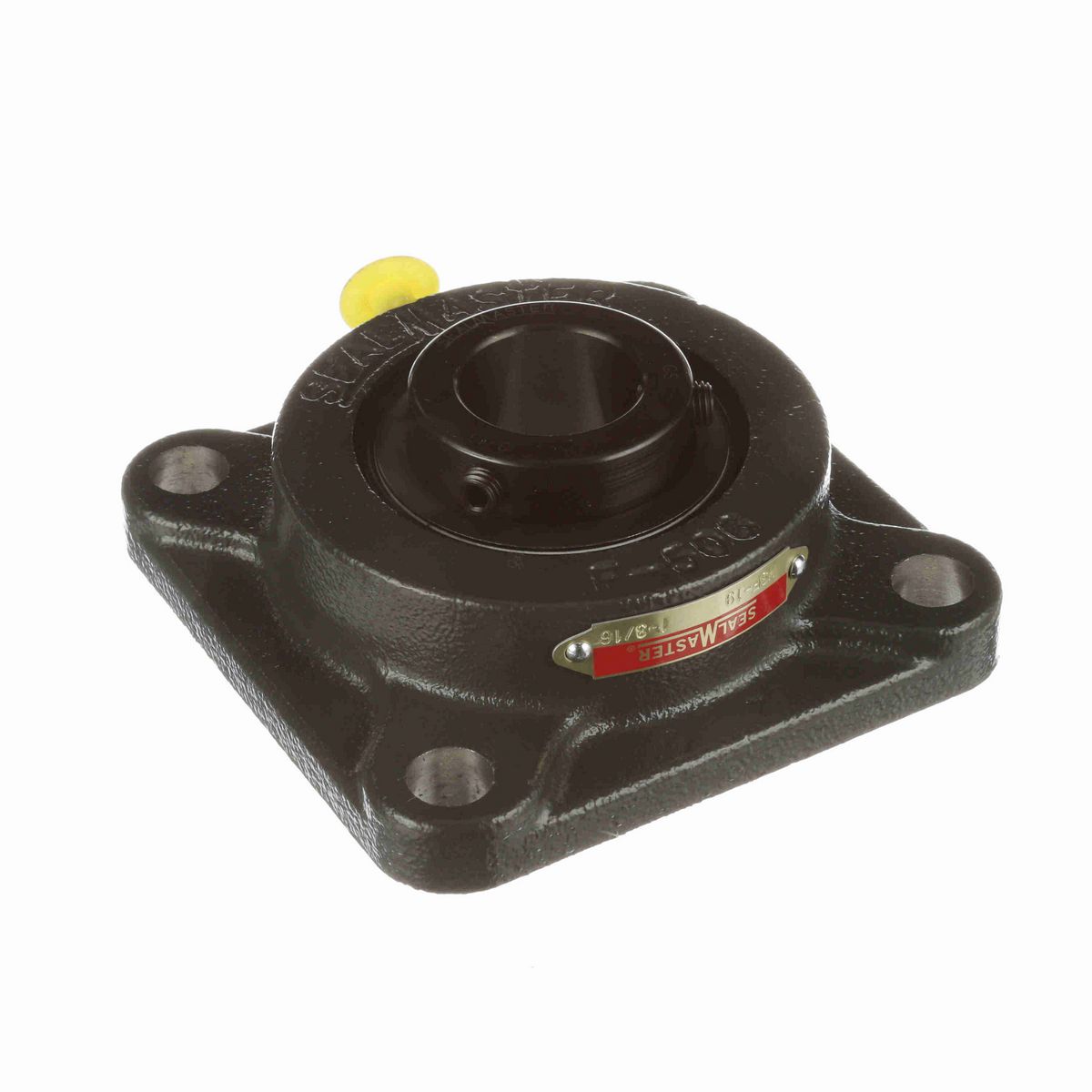 Sealmaster Mounted Cast Iron Four Bolt Flange Ball Bearing - 52100 Bearing Steel, Black Oxided - Setscrew Lock - MSF-19