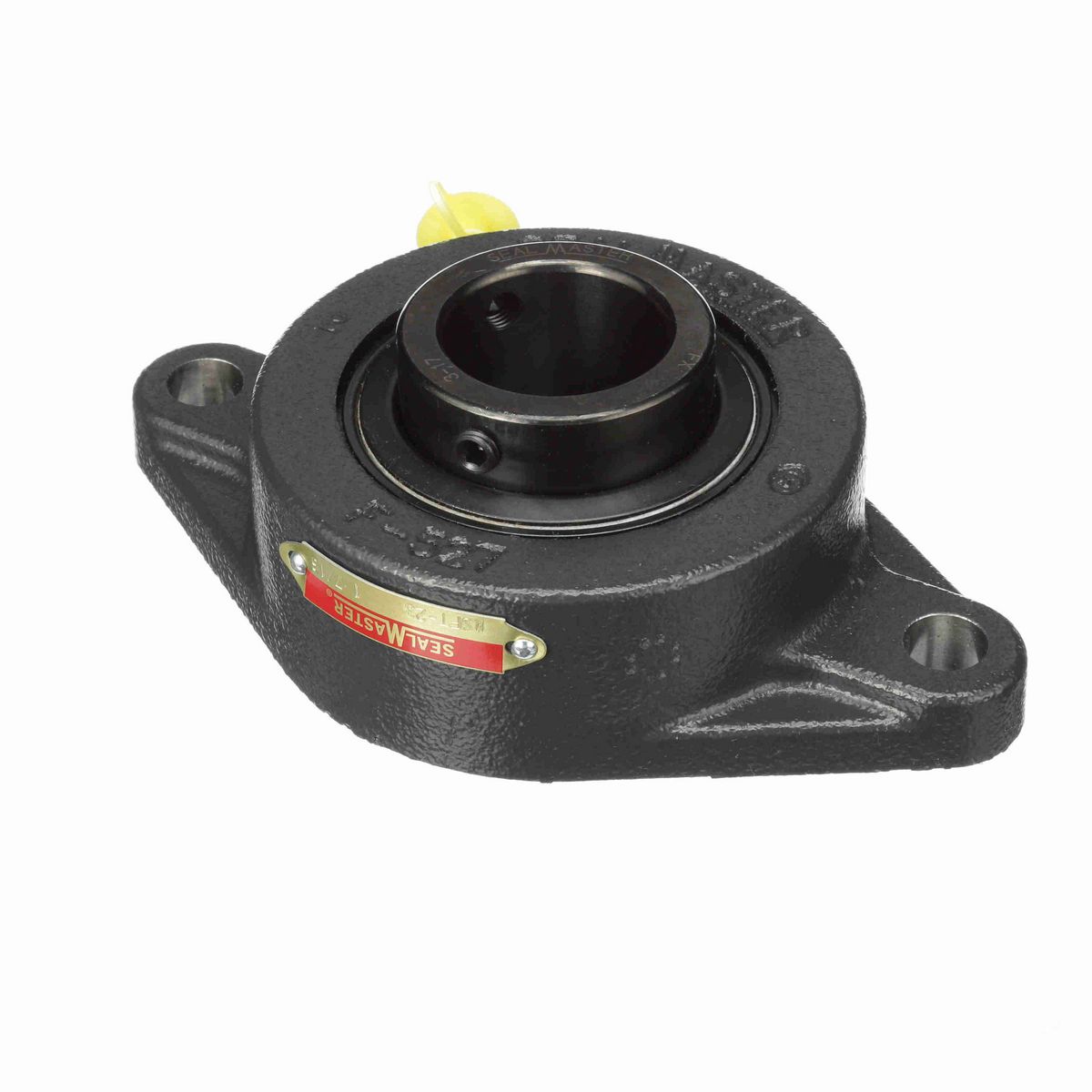 Sealmaster Mounted Cast Iron Two Bolt Flange Ball Bearing - 52100 Bearing Steel, Black Oxided - Setscrew Lock - MSFT-23