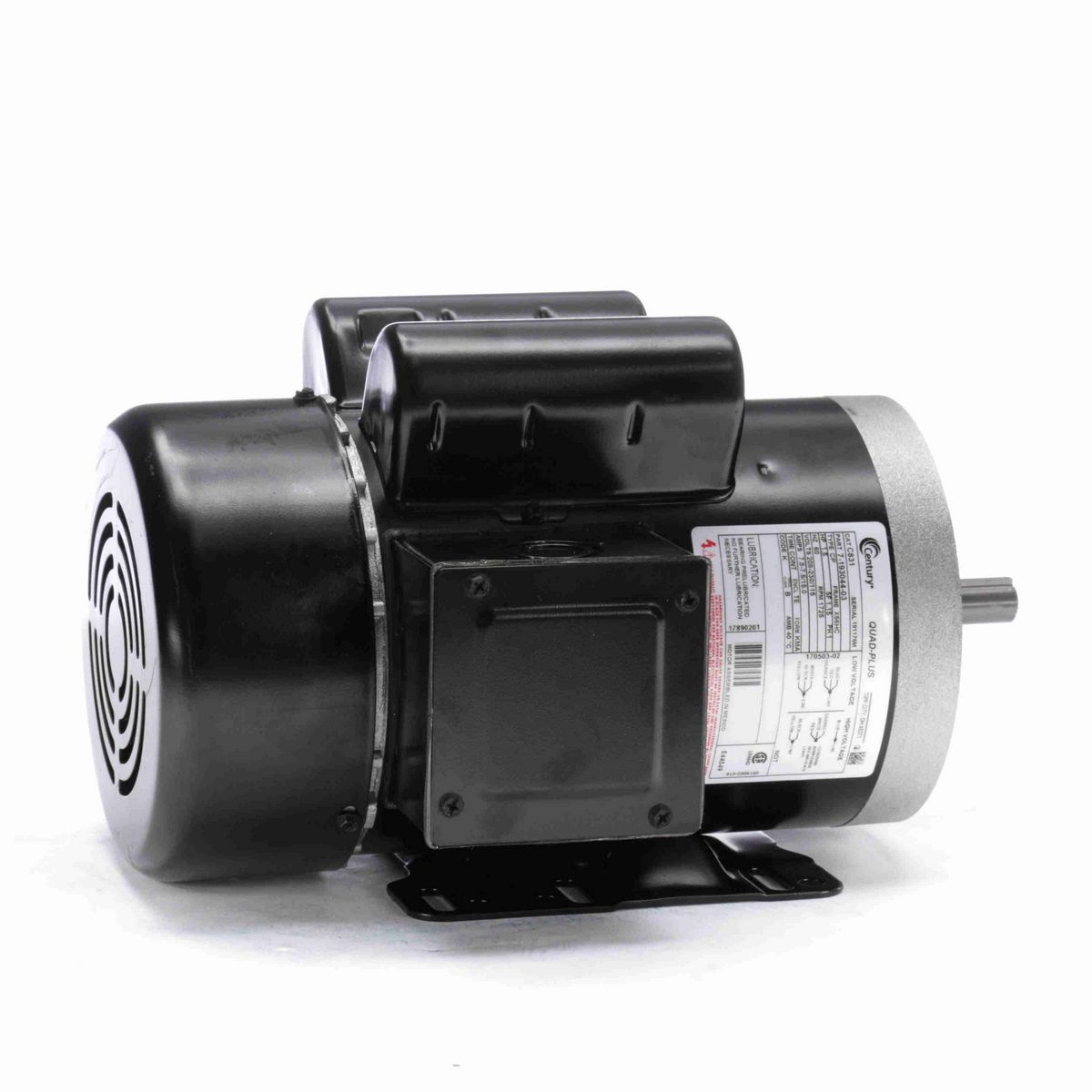 Century General Purpose Motor, 1.5 HP, 1 Ph, 60 Hz, 208-230/115 V, 1800 RPM, X56HC Frame, TEFC - C831