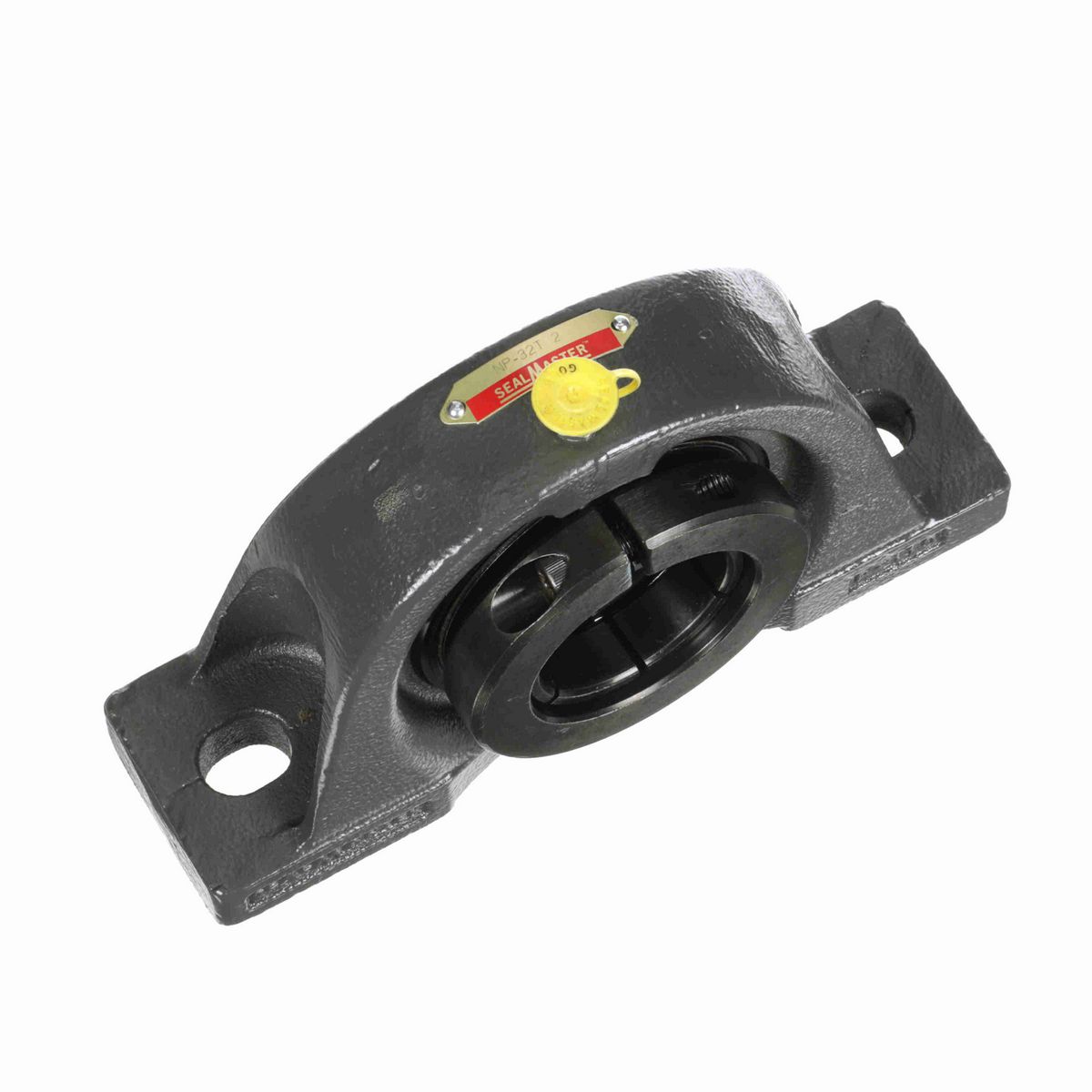 Sealmaster Mounted Cast Iron Two Bolt Pillow Block Ball Bearing - 52100 Bearing Steel, Black Oxided - Concentric Lock - NP-32T