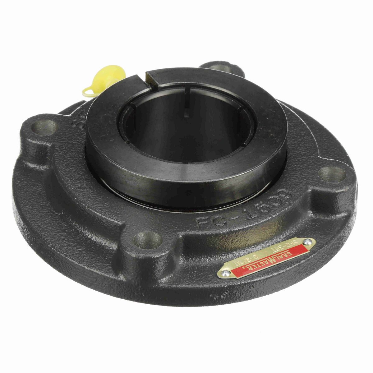 Sealmaster Mounted Cast Iron Flange Cartridge Ball Bearing - 52100 Bearing Steel, Black Oxided - Concentric Lock - SFC-35T