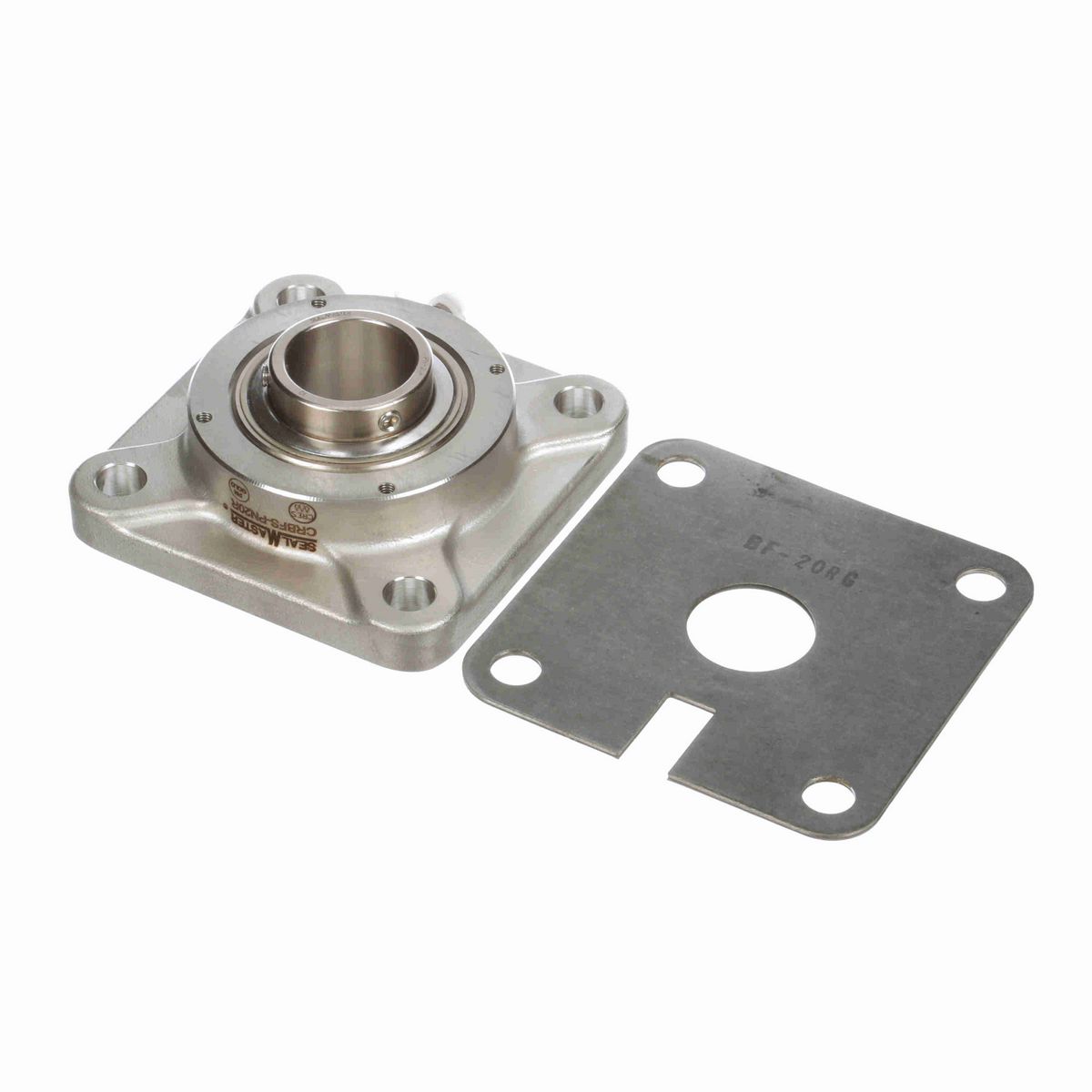 Sealmaster Mounted Stainless Steel Four Bolt Flange Ball Bearing - 52100 Bearing Steel, Phosphorus Nickel Coated - Setscrew Lock - Corrosion Resistant - CRBFS-PN20R