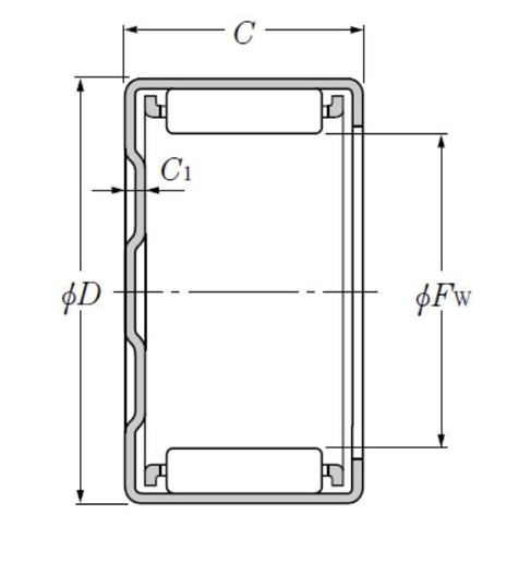 Игольчатый роликоподшипник со штампованным наружным кольцом, с закрытым торцом NTN BK0810C