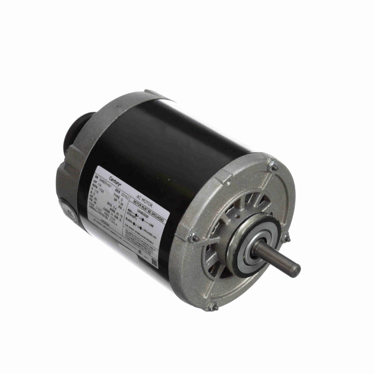 Century Fan and Blower Motor, 1/4 HP, 1 Ph, 60 Hz, 115 V, 1800 RPM, 48 Frame, ODP - AR2024