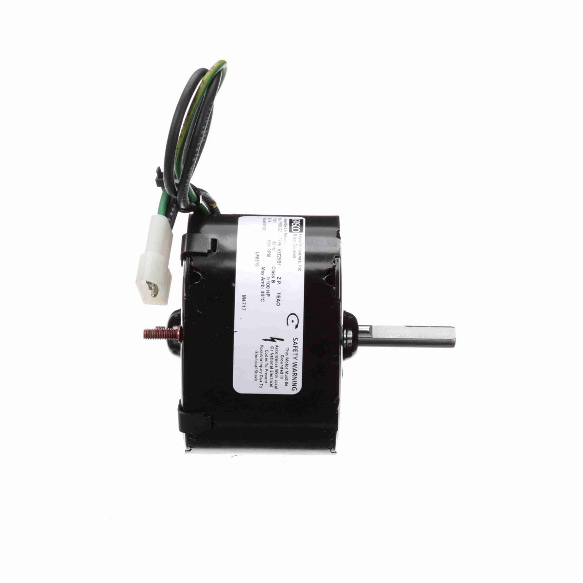 FASCO OEM Replacement Motor, 1/100 HP, 1 Ph, 60 Hz, 115 V, 1550 RPM, 1 Speed, 3.3" Diameter, TEAO - D1160